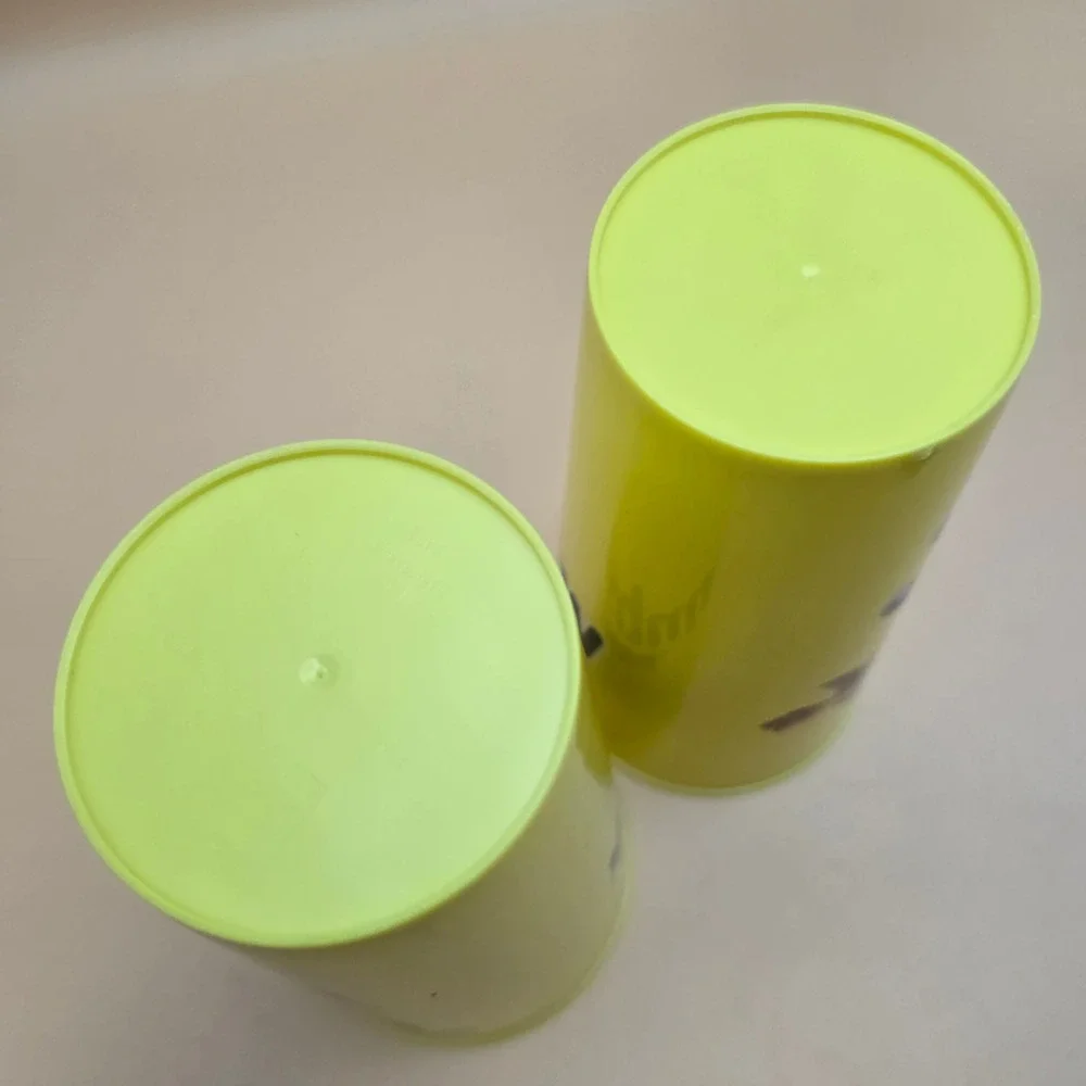Vintage Nestle Nesquik Yellow Plastic Cups & Bunny Mixing Spoons Set of 2